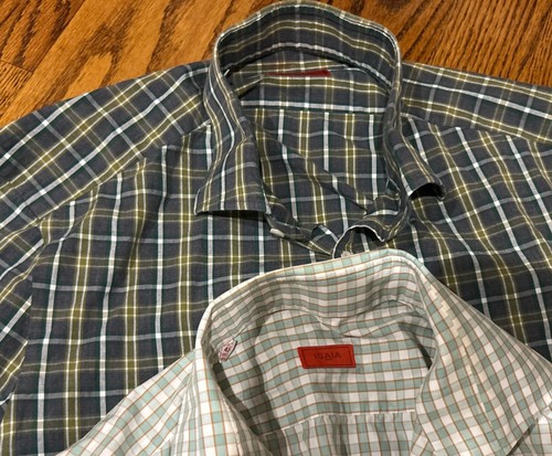 Isaia Napoli Long Sleeve Button Up Shirt - Size 16.5 42 Lot Of 2