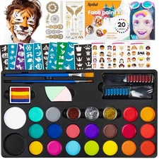 Face Painting Kit for Kids 20 Water Based Non-Toxic Sensitive multi colors 