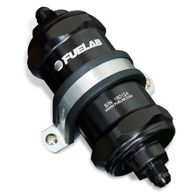 Fuelab In Line Compact Kraftstofffilter -6 JIC / 6AN 10 Mikron schwarz - 818xx Serie