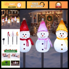 Solar Snowman Pathway Lights - Outdoor Christmas Decor, 3 Pack, Festive Holiday