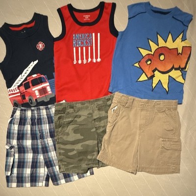 Boys 4T/6pc Cotton Tank Garanimals Circo  Tops & Shorts Set Patriotic Pockets