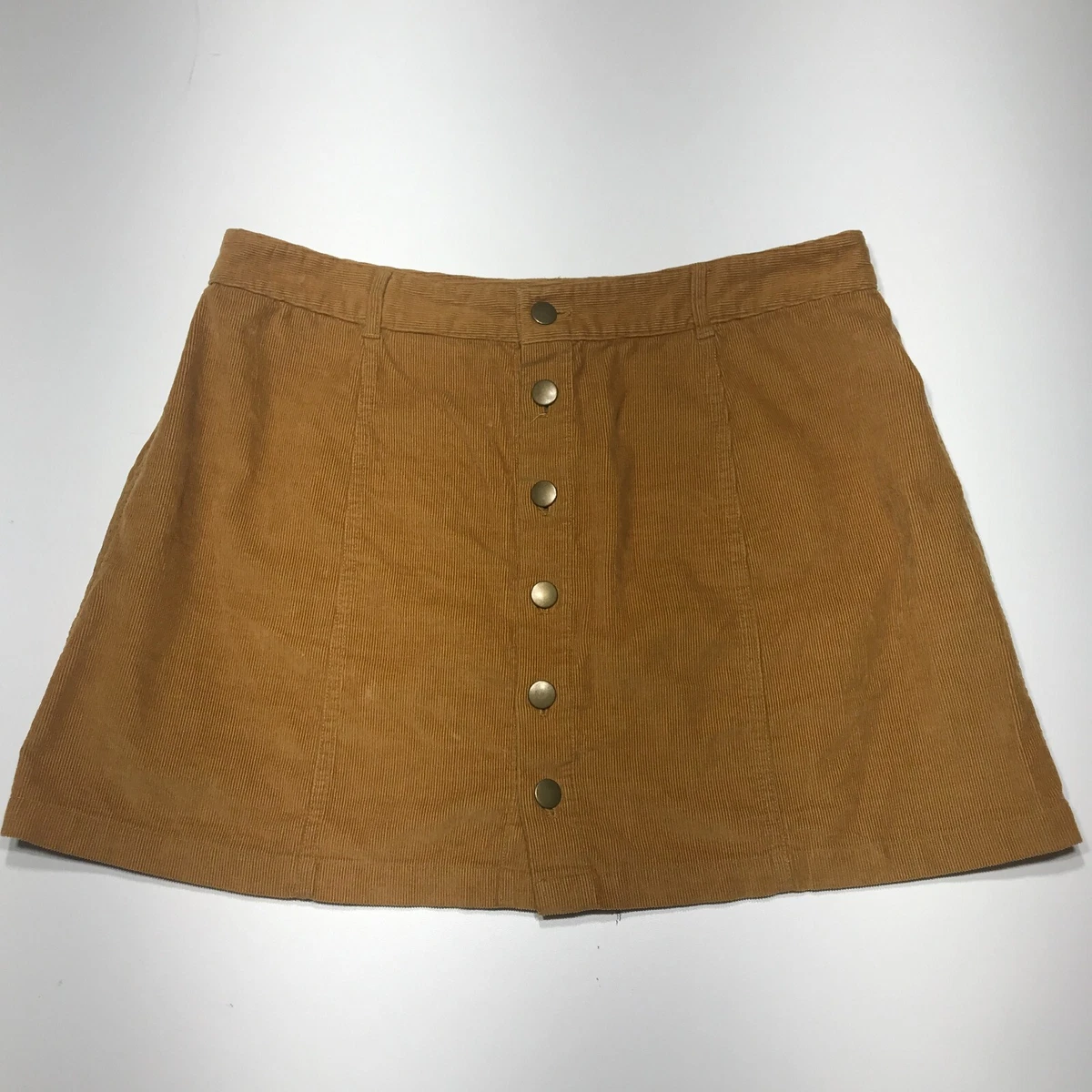 Button front top corduroy skirt tan