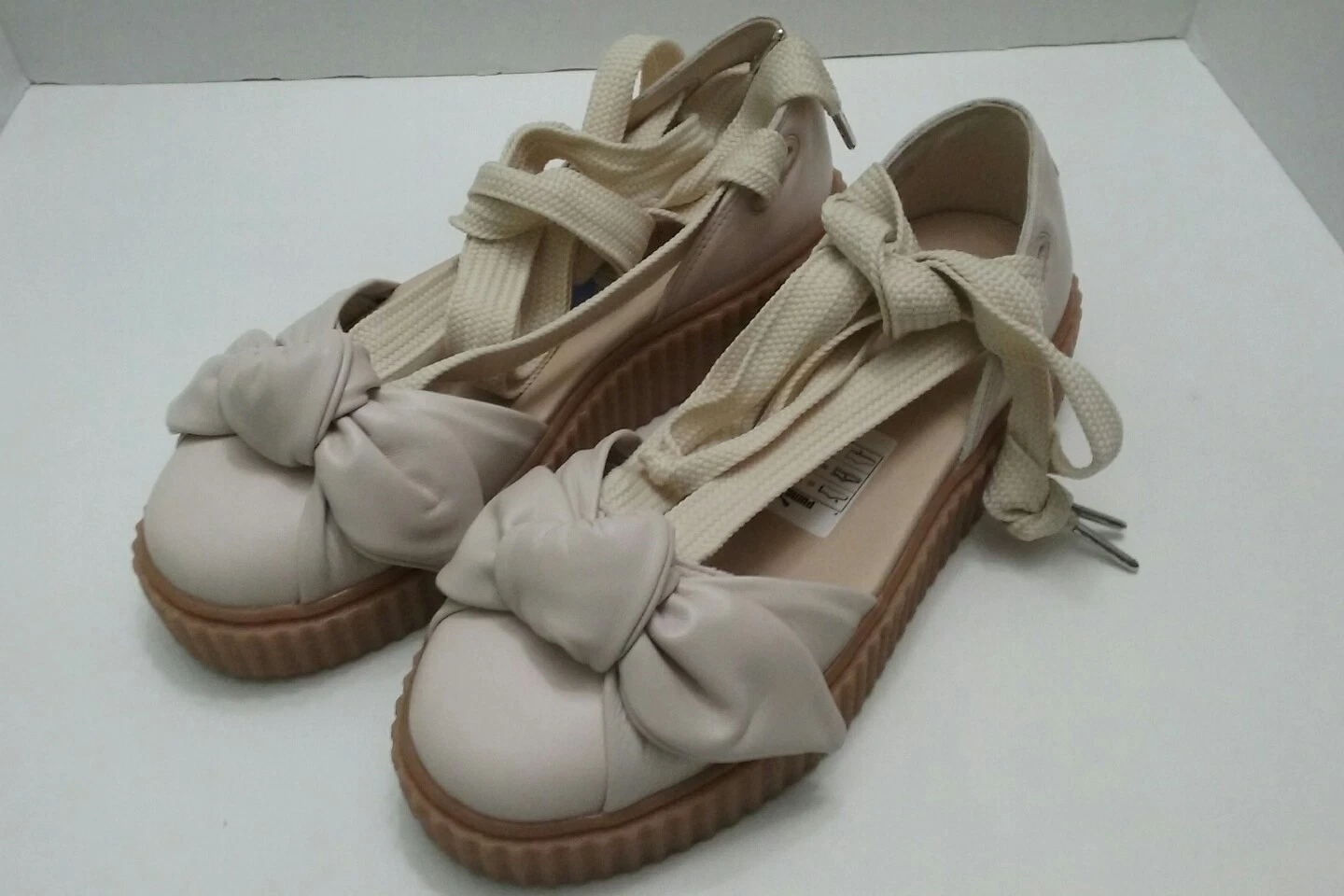 Puma Fenty By Rihanna sandalo donna fiocco creeper farina d'avena naturale taglia 7 5 Eur 38