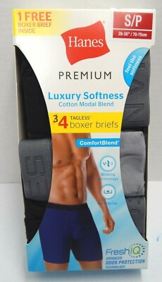 Hanes Men's Luxury Softness Tagless Boxer Briefs 4 Pair Size S 28-30