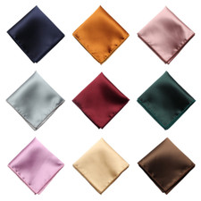 Men Solid Color Pocket Square Hemmed Hanky Gentleman Wedding Party Handkerchief