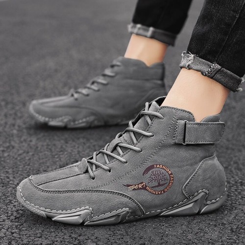 Genuine Leather Men's High Top Loafers Handmade Casual Shoes Fashion Sneakers#A+ - Bild 6 von 23