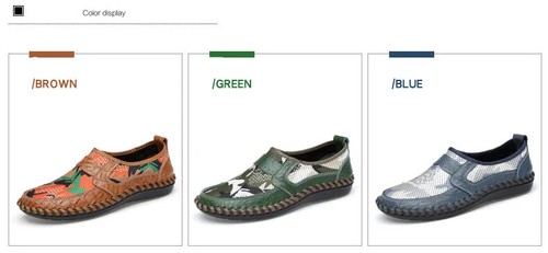 Handmade Men Casual Shoes Breathable Mesh Loafers Soft Leather Comfort Sneakers - Picture 9 of 27