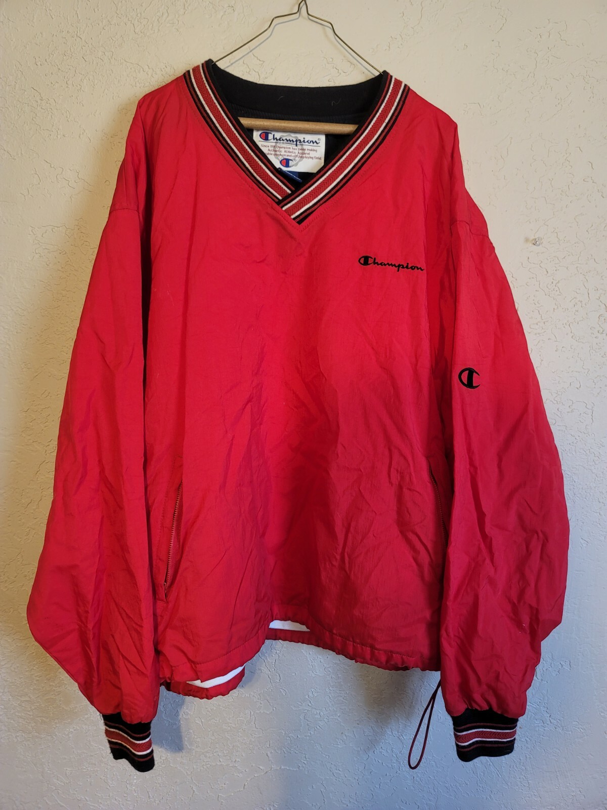 vintage champion windbreaker NWOT MINT EMBROIDERED DRAWSTRING WAIST SIZE XL