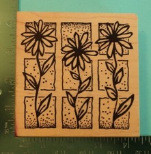 Magenta LONG STEMMED FLOWERS Rubber Stamp