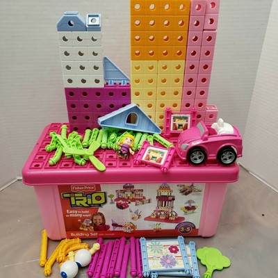 fisher price trio building set with storage pink