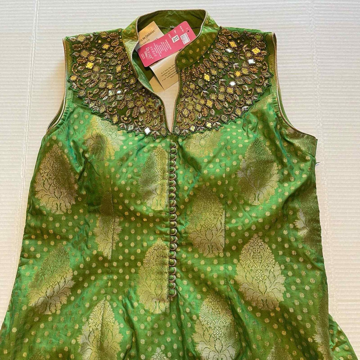 New With Tags! Rich Lady Green and Gold embroidered dress Sixe XL