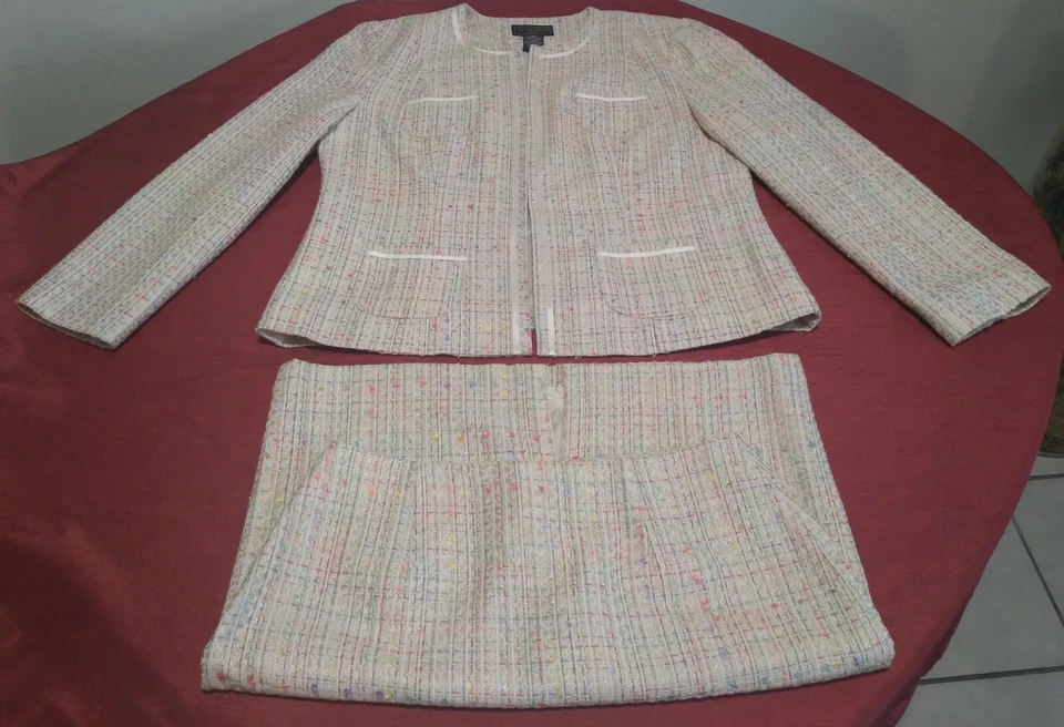 Laura Scott слоновой кости/пастель букл юбка костюм юбка 8P, Blazer 14P - Изображение 2 из 4