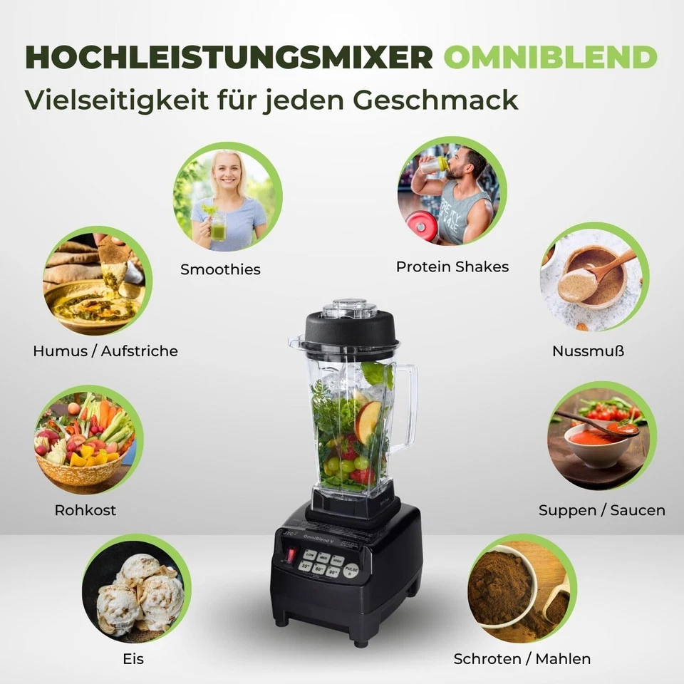 JTC Omniblend V Power Mixer Blender Icecrusher 2,0l BPA-Frei +B. Grüne Smoothies - Bild 2 von 4
