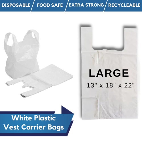 Plastic Vest Carrier Bags White Plastic Heavy Duty Bags Reusable Shopping Bags eBay