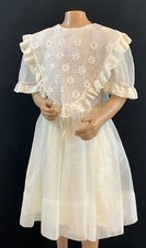 Vintage Girls Party Dress Size 5/6 1940 s Miss Quality Semi Sheer White Lined