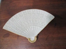 Lenox bone white china hand painted gold edging  fan serving plater 11 x 7.5''