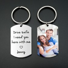 Photo Keychain Personalised Keyring with Picture Custom Father's Day Gift