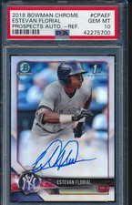 PSA 10 ESTEVAN FLORIAL AUTO 1st 2018 Bowman Chrome REFRACTOR #/499 RC GEM MINT