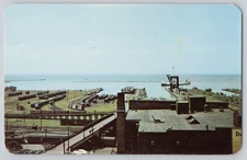 Cleveland Ohio Harbor View Lake Erie Shipping Rail Great Lakes Shipping Postcard