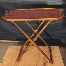 Yew Wood Tray with Cross banded Top On A turned spindle stand