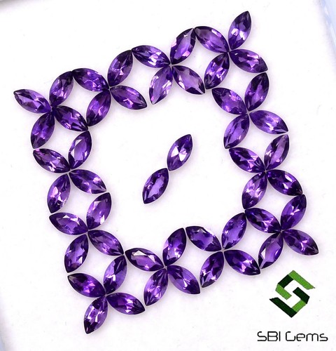 Natural Amethyst Marquise Cut 5x2.50 mm 6.79 CTS Lot 50 Pcs Untreated Loose Gems - Picture 6 of 6