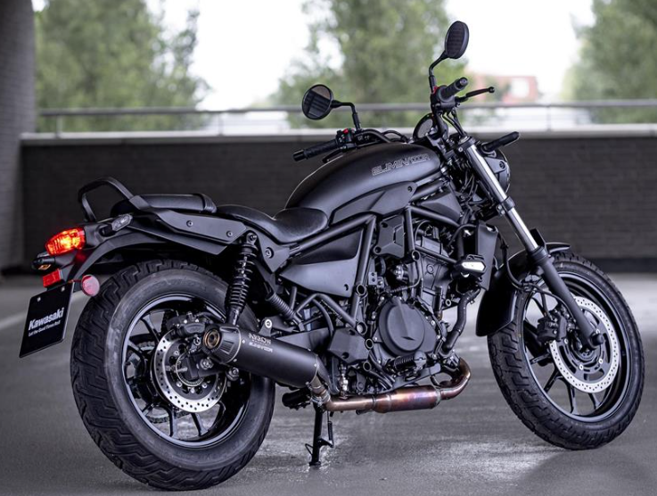【中古品】宇崎日新 INGRAM BLACK CHASER 1.25-530 GENUINE OEM KAWASAKI 2024 ELIMINATOR 500 MATT BLACK ARROW EXHAUST
