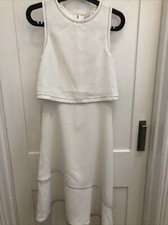 BNWT Mango Cream Asymetric Dress With Contrast Stitch, Size XS