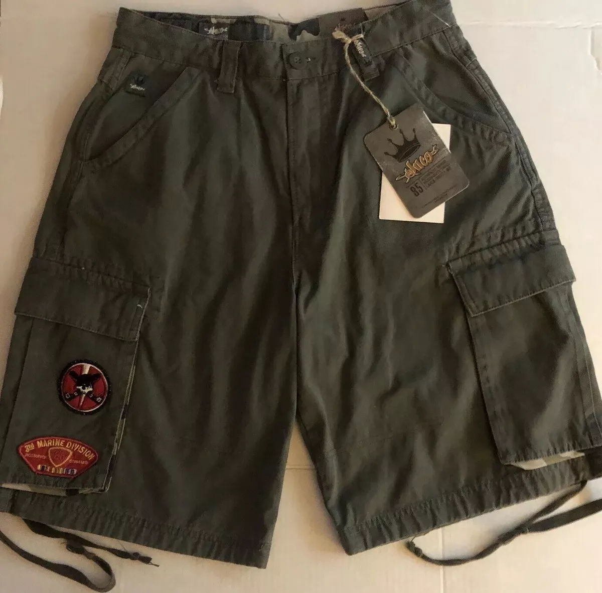 Jnco Shorts Sz 20 NWT Rare Vintage 3rd Marine 85 Skull Green Khaki