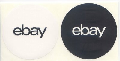 ebay Stickers Black and White Branded 3'' Round Circle Logo Label Two of Each