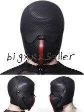 Unisex Adjustable Mouth Eyes Hood Masks Blindfold Harness Headgear Slaver