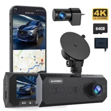 Auoshi 3-Channel Dash Cam Front Inside Rear, 4K/2.5K + 1080P with Wi-Fi GPS