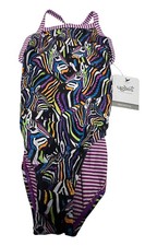 Dolfin Womens One piece Swimsuit Athletic Sz 28 NWT NEW TAGS PURPLE ZEBRA RARE