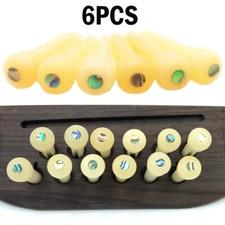 6X Guitar Pin String Peg Unbleached Bone Abalone shell Dot Luthier Bridge