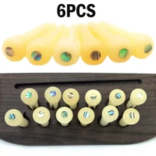 6X Guitar Pin String Peg Unbleached Bone Abalone shell Dot Luthier Bridge