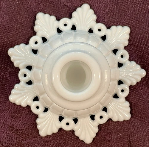Vintage Westmoreland Ring and Petal Milk Glass Candlestick Holder
