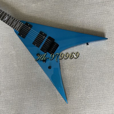 Left Handed King V Blue Electric Guitar HH Active w/Floyd Rose Black Hardware