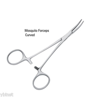 HIGH QUALITY STAINLESS STEEL MOSQUITO HEMOSTAT FORCEPS CURVED SERRATED TIP 4.5''