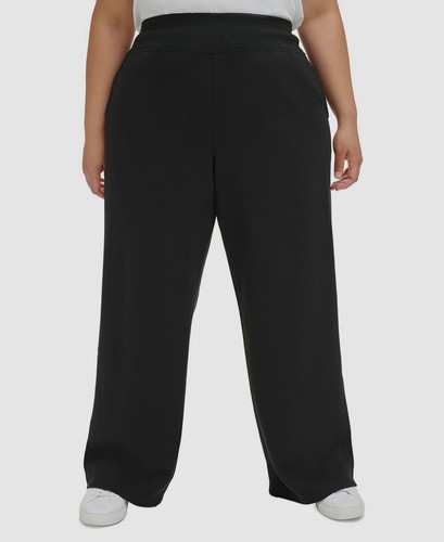 Calvin Klein Women Black Wide Leg High Waist Sweatpants Pants Plus Size 3X