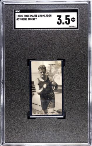 1930s Swedish Rose Marie Chokladen #59 Gene Tunney USA Boxing HOF SGC 3.5 VG+ - Afbeelding 1 van 2