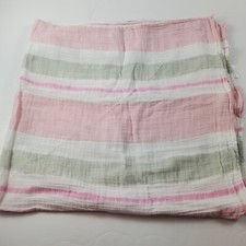 Aden Anais Swaddle Blanket Muslin White Pink Green Stripes Girl