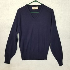 MEN'S STORE V-Neck Long Sleeve Soft Knit Sweater Navy Blue Size XL