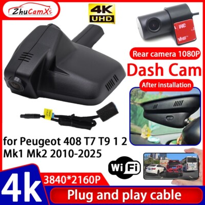4K HD 2160P Wifi DVR Dash Cam Camera for Peugeot 408 T7 T9 1 2 Mk1 Mk2 2010-2025