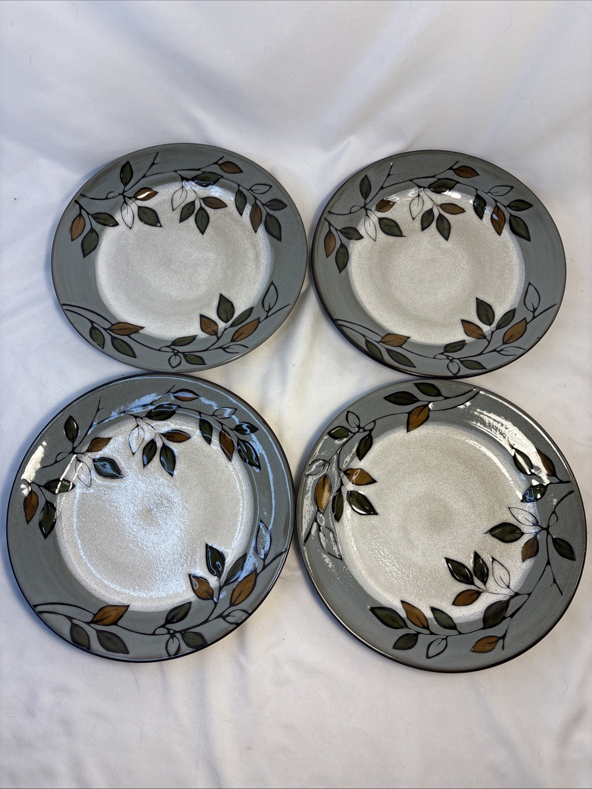 Of 4 Pfaltzgraff Rustic Leaves Salad Plates Stoneware 8 3/4"