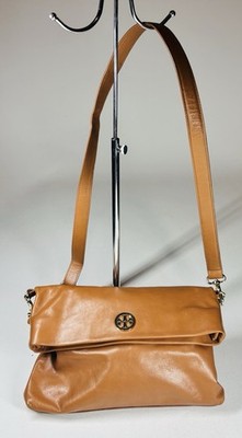 Tory Burch Dena Leather Foldover Convertible Crossbody Bag Camel Tan