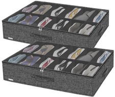 Under Bed Shoe Bin, Set of 2, Holds 24 Pairs ...