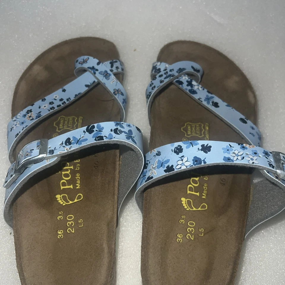 Sandálias Papillio by Birkenstock Mayari azul floral tamanho 230 novas 36 3.5 - Imagem 4 de 4