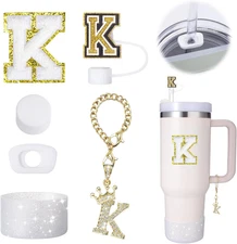 6Pc 30/40oz Tumbler Accessories Set with Handle - K Charm, Straw Cover & More