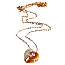 Swarovski Guardian heart necklace Authentic Rose gold Jeweled rhinestone 18"