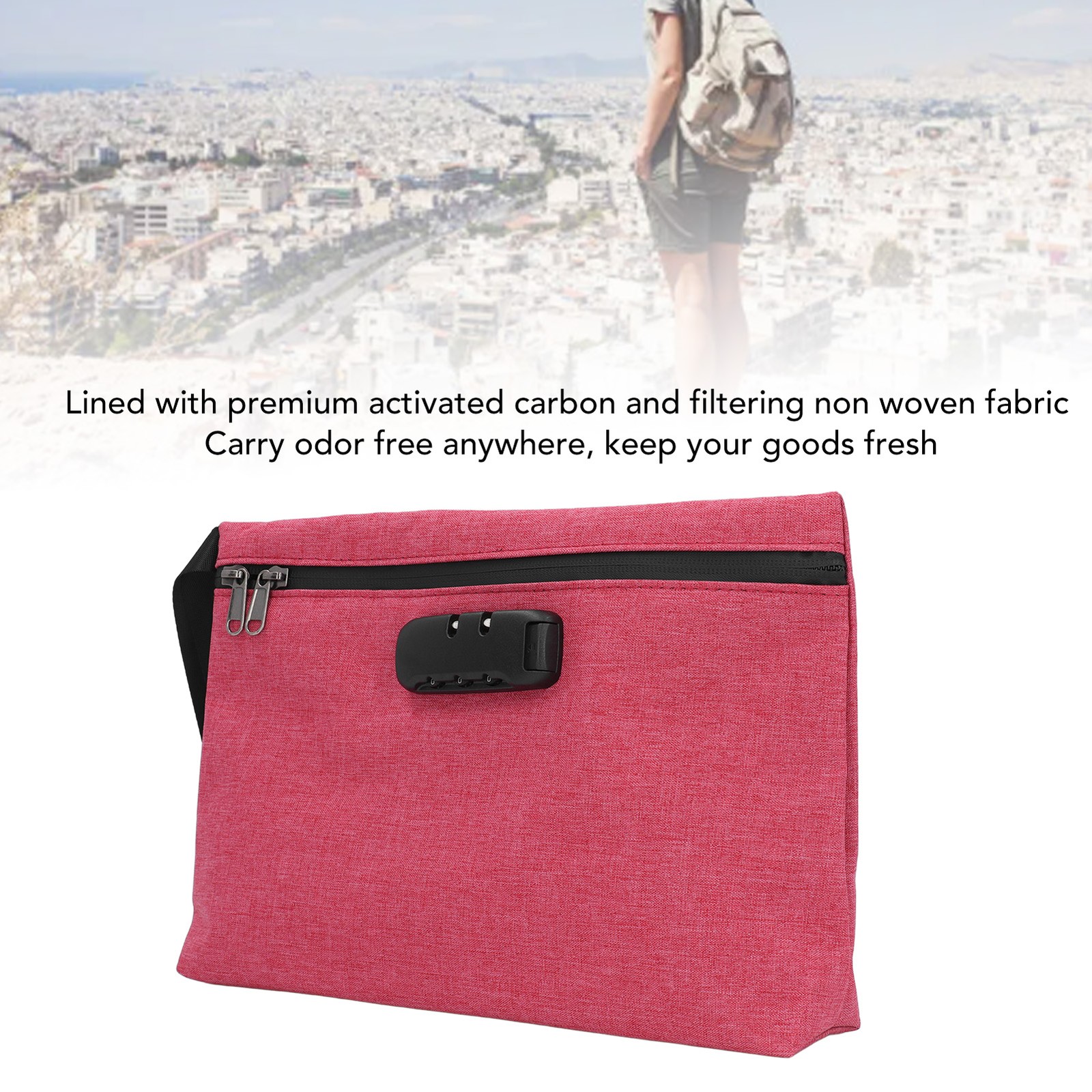 ⁺Smell Proof Bag With Combination Lock Sealable Lockable Activated Carbon Odor