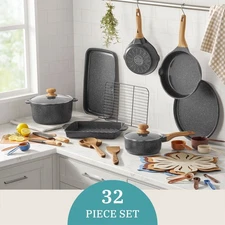 "THE PIONEER WOMAN" CHARCOAL 32-PIECE NONSTICK KITCHEN COOKWARE & UTENSIL SET